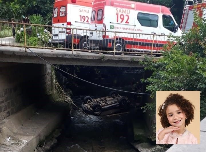 Menina que estava em carro que despencou em Galópolis morre no hospital