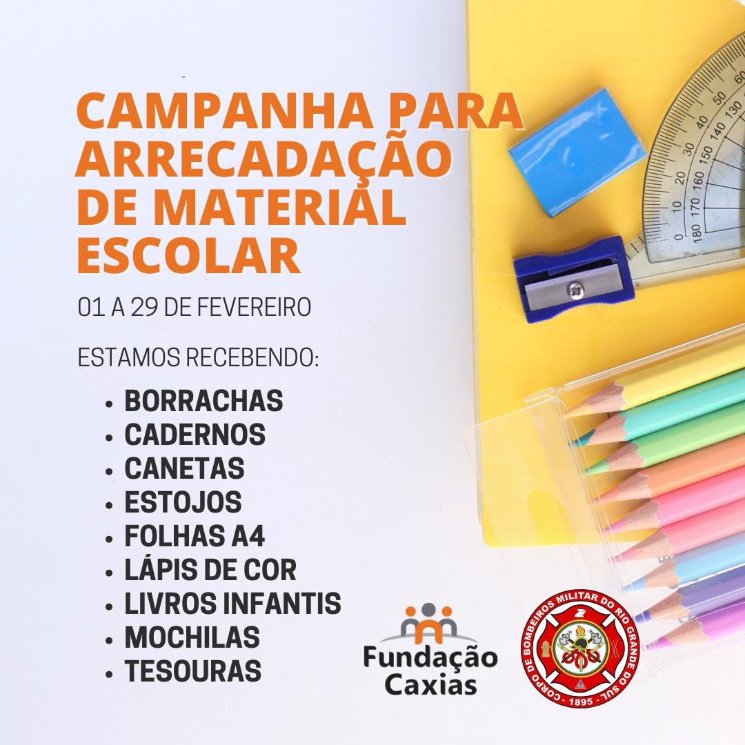 Fundação Caxias realiza campanha para arrecadação de materiais escolares