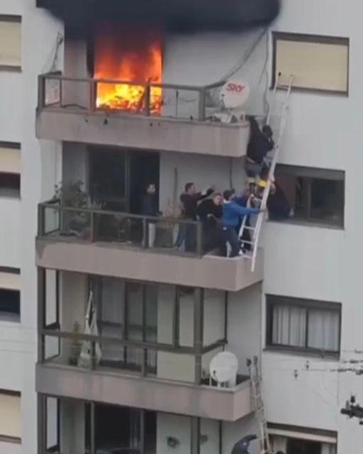 Criança é resgatada de apartamento em chamas no centro de Farroupilha