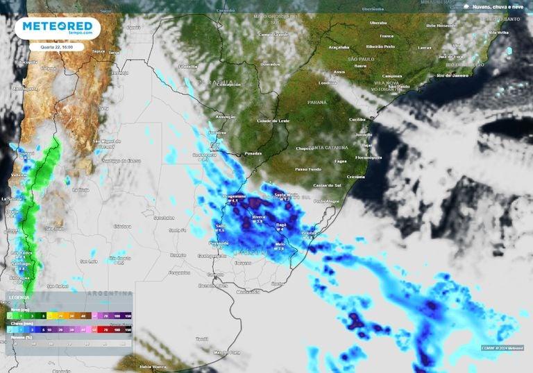 Quinta-feira será de chuva volumosa no Rio Grande do Sul com chance de temporal em todo o Estado