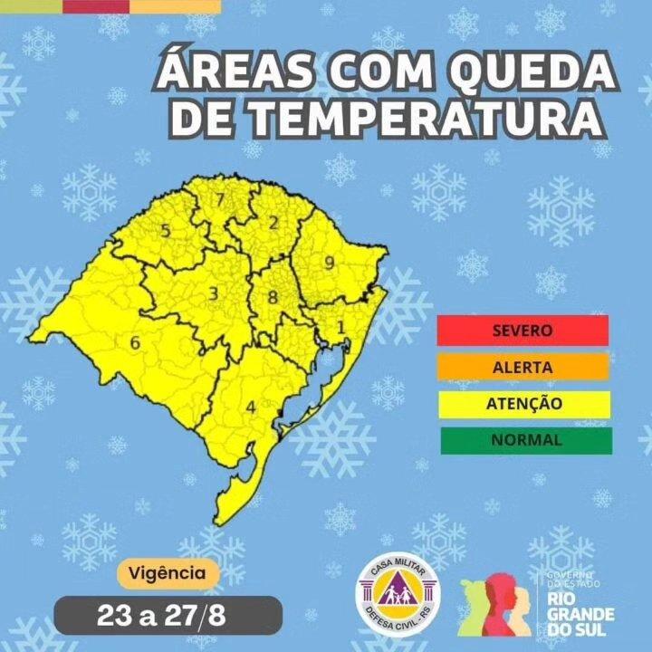 Alerta para frio intenso e possibilidade de neve no Rio Grande do Sul