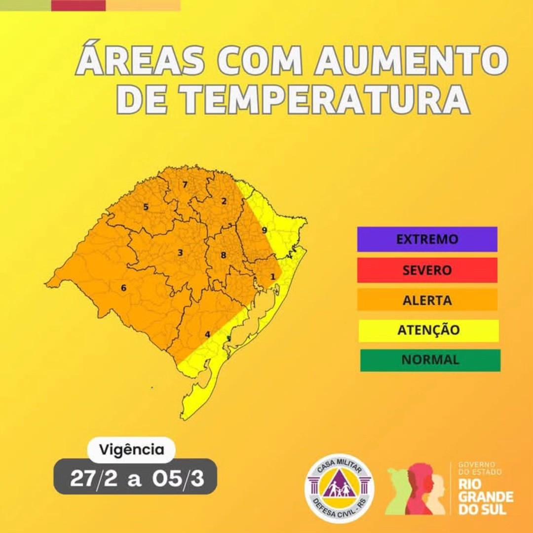 Atualização do aviso da Defesa Civil para os próximos dias