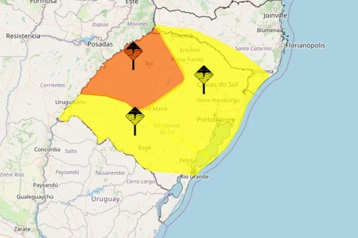 O Instituto Nacional de Meteorologia (Inmet) emitiu três alertas, válidos até o meio-dia