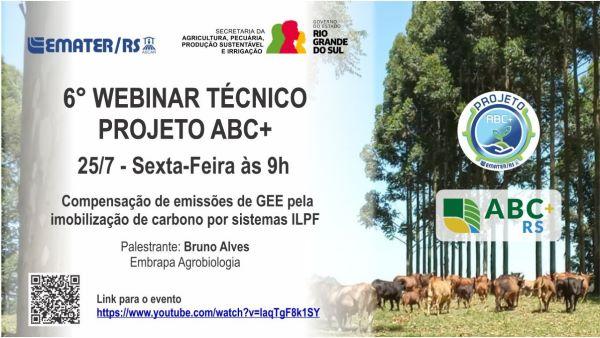 Projeto ABC+Emater é tema de Webinar na próxima sexta-feira
