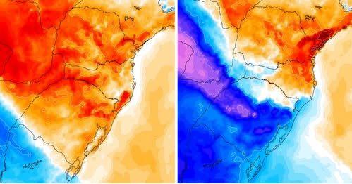 GRANDE MUDANÇA DE TEMPERATURA COM A CHEGADA DE MASSA DE AR FRIO