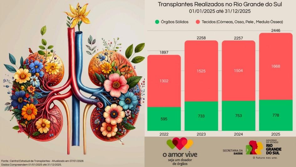 Rio Grande do Sul registra em 2025 o maior número de transplantes de órgãos dos últimos quatro anos