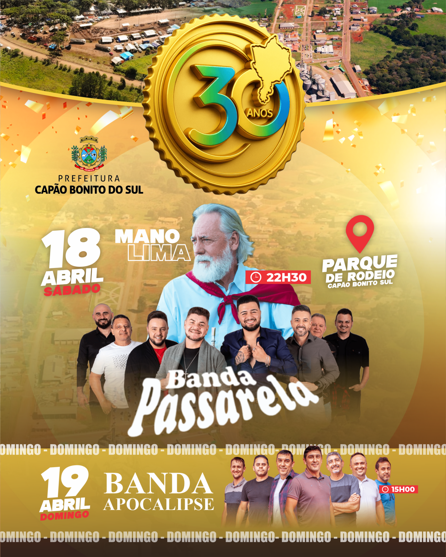 Mano Lima e Banda Passarela são confirmados no show de aniversário de 30 anos de Capão Bonito do Sul