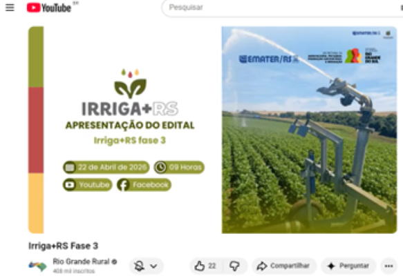 Terceira fase do Irriga+RS é apresentada para agricultores e extensionistas