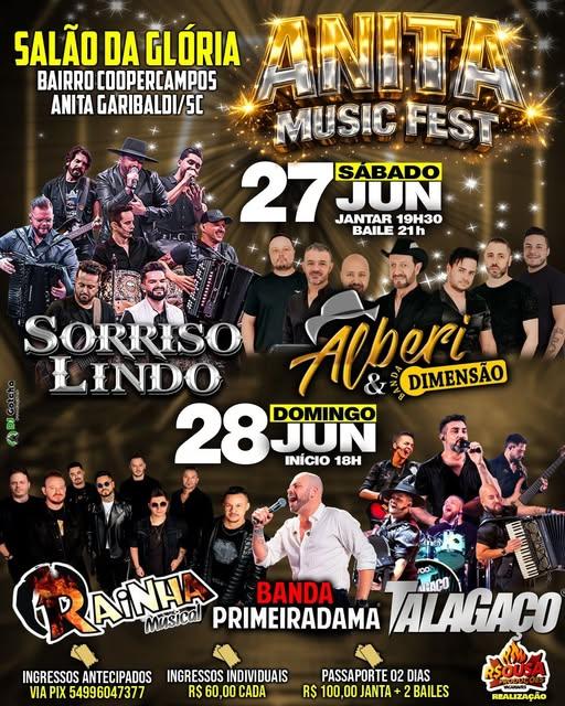 Anita Music Fest chega a Anita Garibaldi com dois dias de grandes atrações