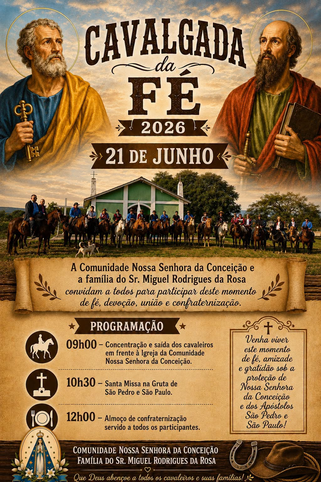Cavalgada da Fé 2026: tradição, fé e união reúnem comunidade no dia 21 de junho