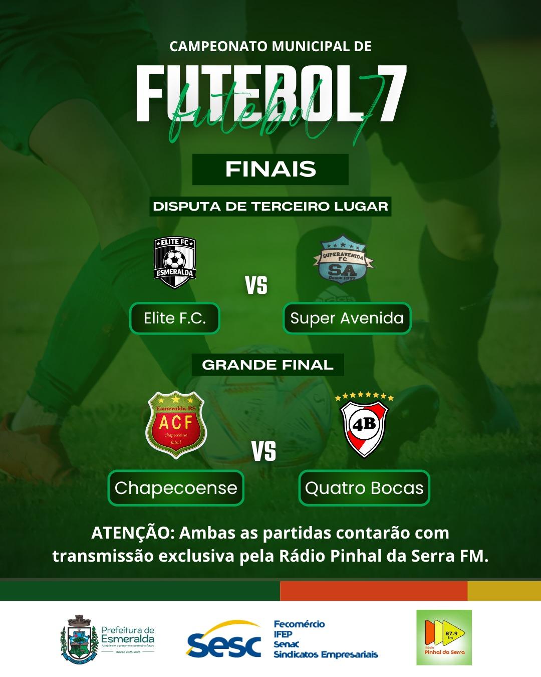 Finais do Campeonato Municipal de Futebol 7 definem campeões; partidas terão transmissão exclusiva da Rádio Pinhal da Serra FM