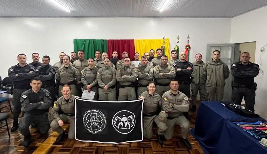 BRIGADA MILITAR DE VACARIA REALIZA FORMATURA DE CONCLUSÃO DE CURSO DE ATENDIMENTO PRÉ-HOSPITALAR EM COMBATE