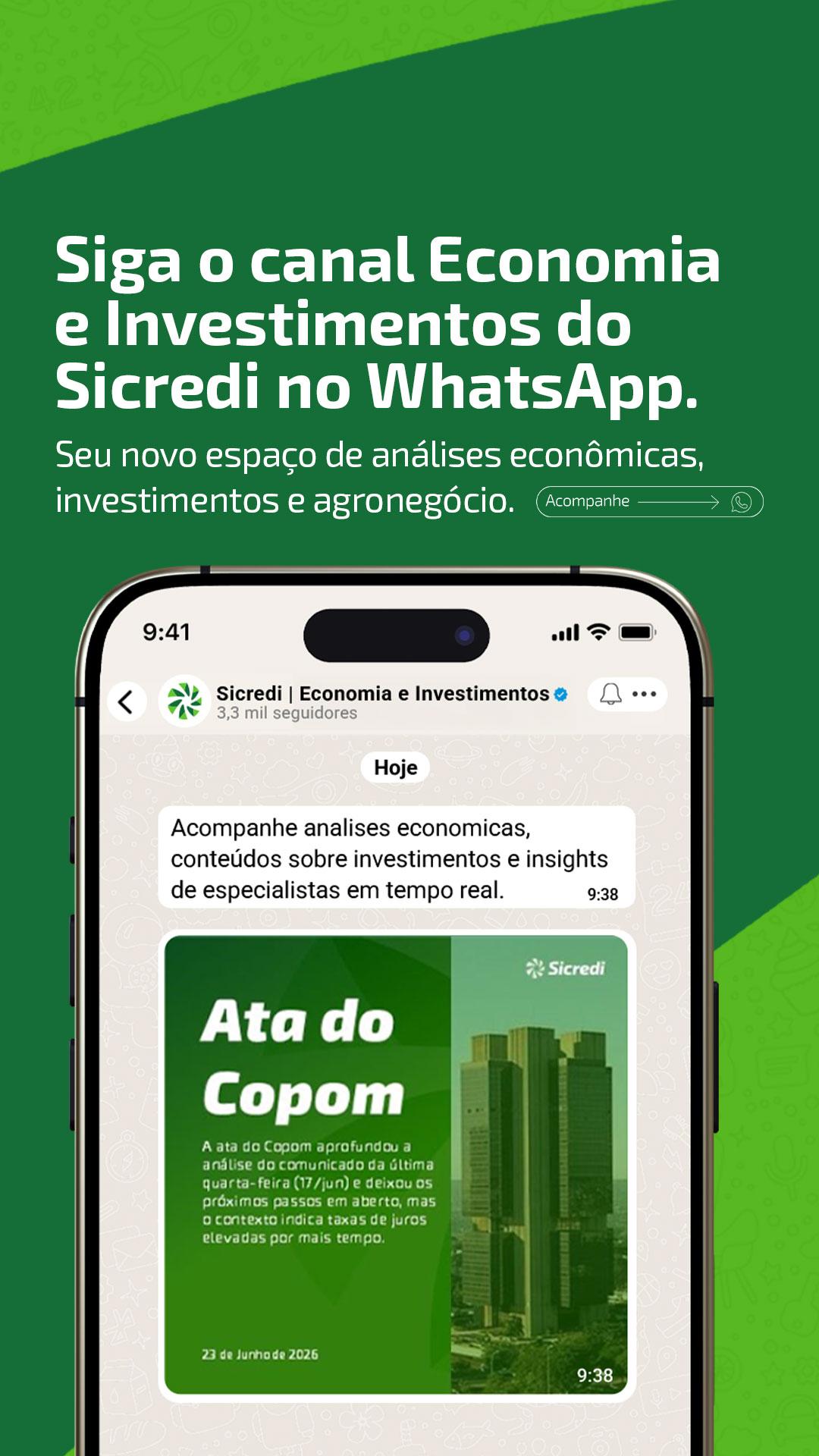 Sicredi lança canal no WhatsApp voltado para Economia, Investimentos e Agronegócio