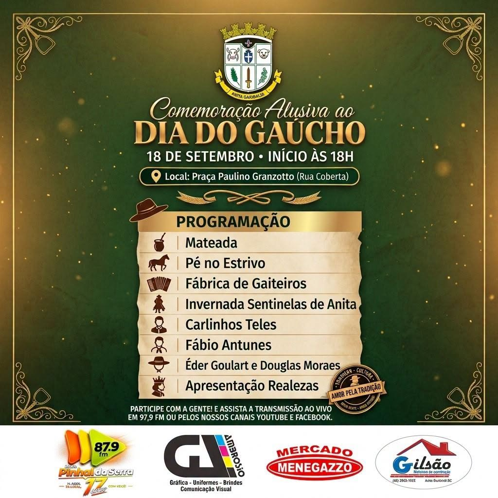 Anita Garibaldi celebra o Dia do Gaúcho com programação especial