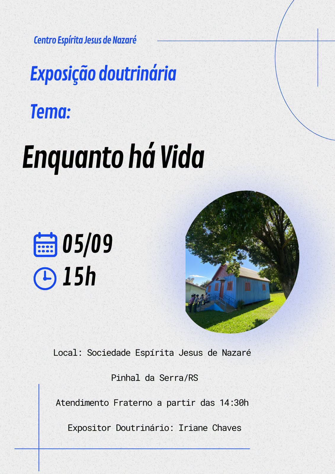 Exposição Doutrinária “Enquanto há Vida” acontece neste sábado em Pinhal da Serra